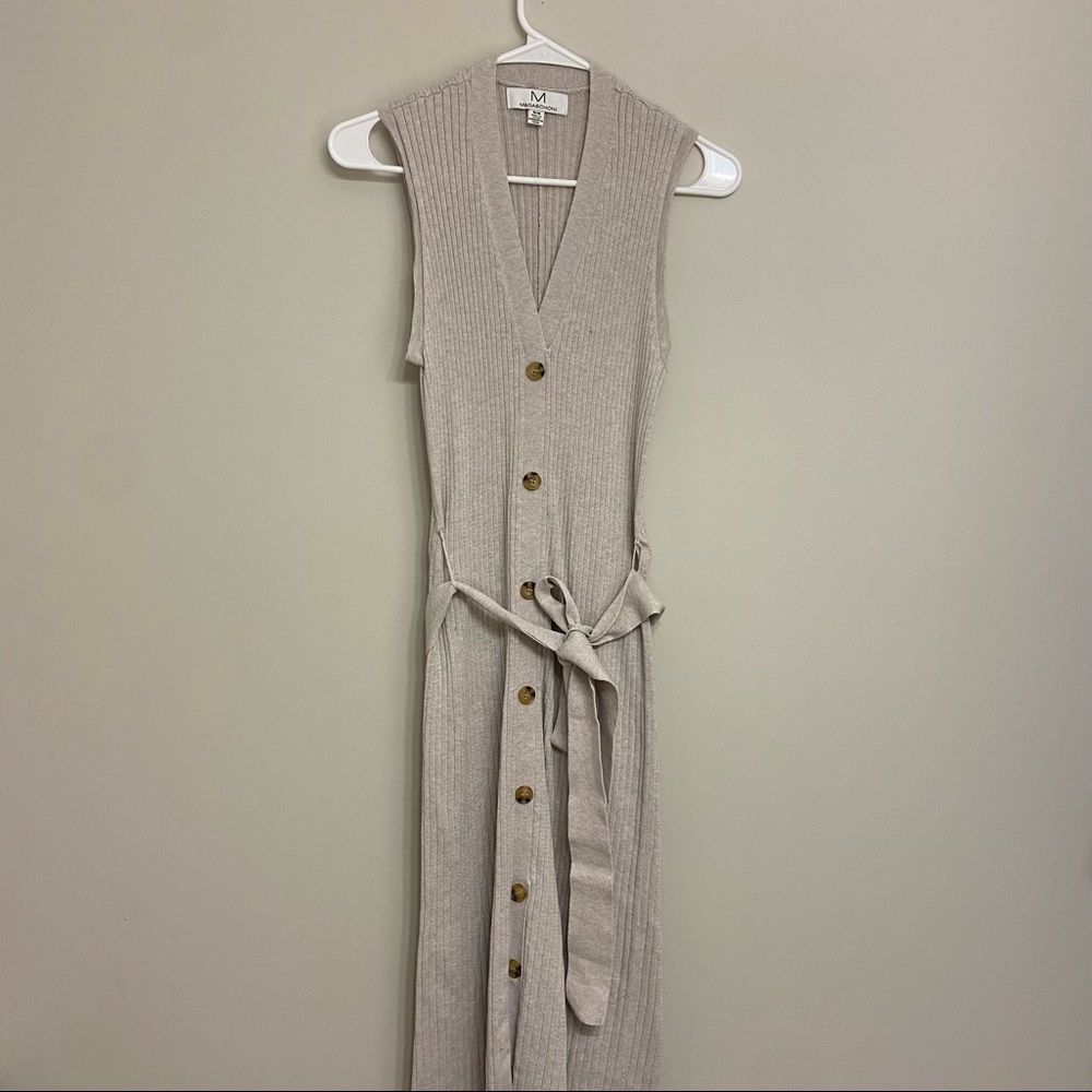 LIKE NEW Magaschoni Midi Button-Thru Dress with Belt